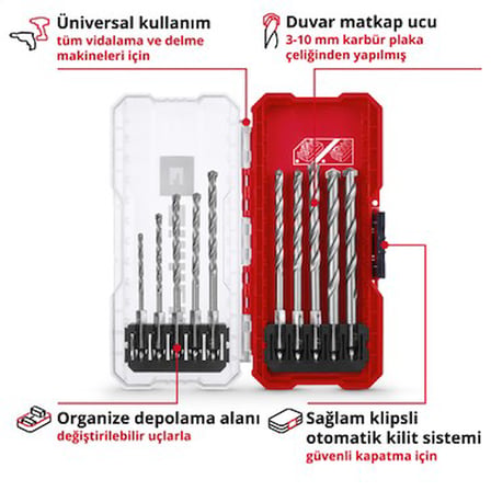 10 Parça Duvar Matkap Ucu Seti ile Dayanıklı Çelik Malzeme