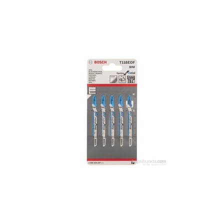Bosch - Kırılmaya Karşı Dayanıklı Seri Metal İçin T 118 Eof Dekupaj Testeresi Bıçağı - 5'Li