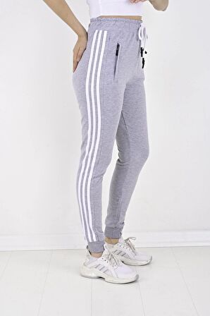 2 Iplik Yanları 3 Şeritli Kadın Eşofman Altı-2220