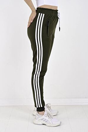 2 Iplik Yanları 3 Şeritli Kadın Eşofman Altı-2220