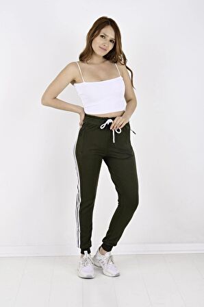 2 Iplik Yanları 3 Şeritli Kadın Eşofman Altı-2220