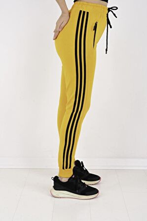 2 Iplik Yanları 3 Şeritli Kadın Eşofman Altı-2220