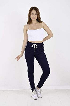 2 Iplik Yanları 3 Şeritli Kadın Eşofman Altı-2220