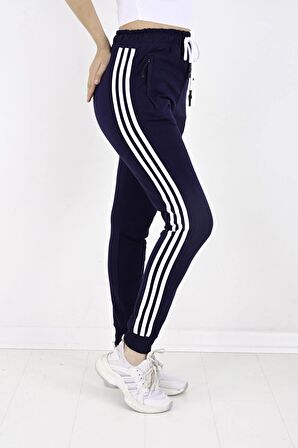 2 Iplik Yanları 3 Şeritli Kadın Eşofman Altı-2220