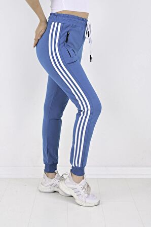 2 Iplik Yanları 3 Şeritli Kadın Eşofman Altı-2220