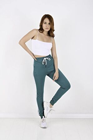 2 Iplik Yanları 3 Şeritli Kadın Eşofman Altı-2220