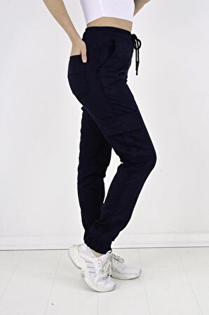 Bel Ve Paça Lastikli Yanları Kargo Cep Kadın Pantolon-19000