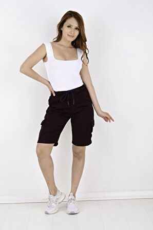 Kargo Cepli Kadın Gabardin Şort-7000