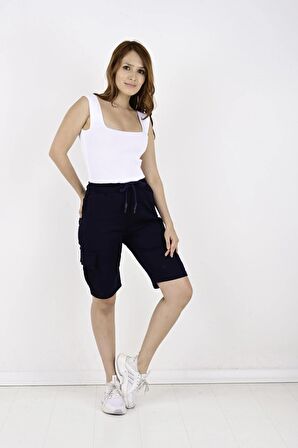 Kargo Cepli Kadın Gabardin Şort-7000