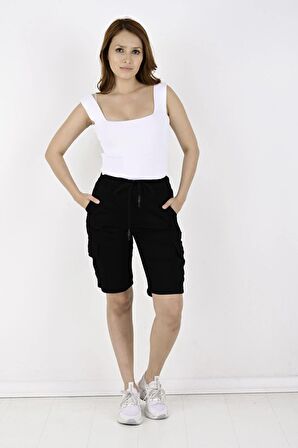 Kargo Cepli Kadın Gabardin Şort-7000