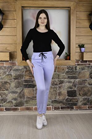 BLACK STEEL KEMER LASTİK ,PAÇA DÜZ  Kadın PANTOLON-23000