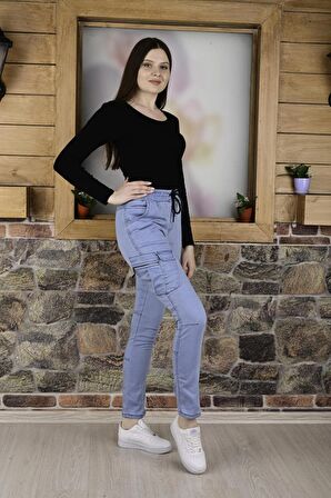 BEL VE PAÇA LASTİKLİ YANLARI KARGO CEP FERMUARLI Kadın  PANTOLON-4444