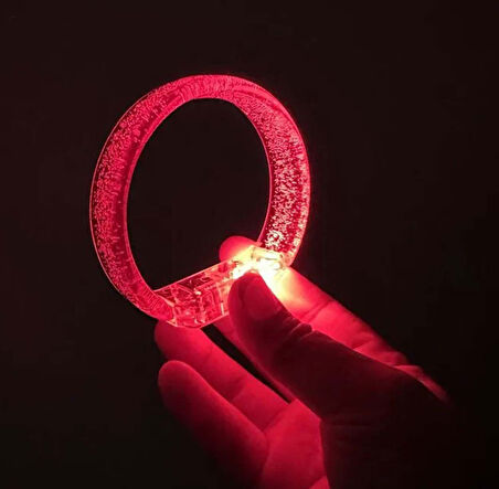 Kırmızı Led Işıklı Baskı Yapılabilen Pilli Bileklik Bilezik 1,5 cm Genişlik