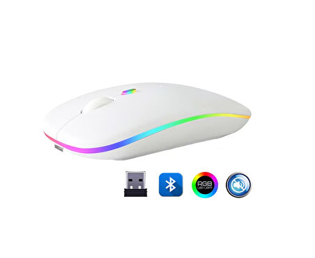 ZR215 Cba100 Rgb Beyaz Şarjlı Mouse