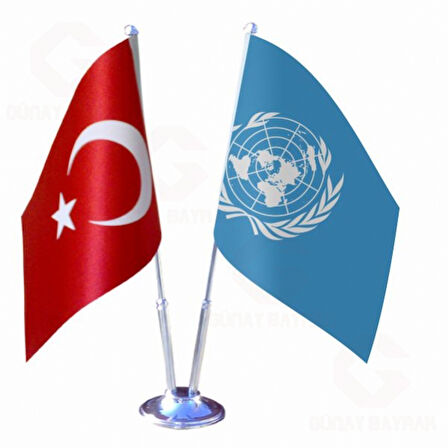 Birleşmiş milletler (BM) ve Türkiye ikili Masa Bayrağı Seti