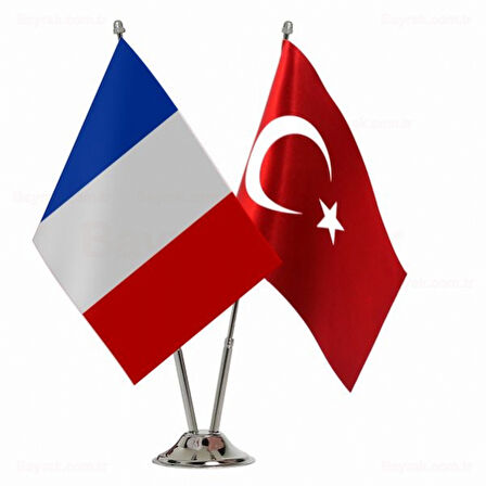 Fransa ve Türkiye ikili Masa Bayrağı seti