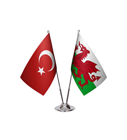 Galler ve Türkiye İkili Masa Bayrağı Seti