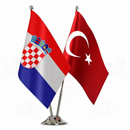 Hırvatistan ve Türkiye ikili Masa Bayrağı Seti
