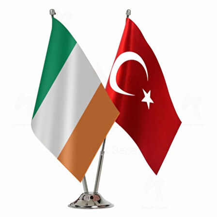 İrlanda ve Türkiyr İkili Masa Bayrağı Seti
