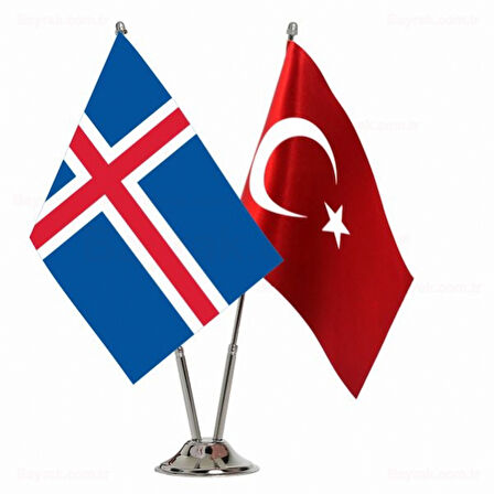 İzlanda ve Türkiye İkili Masa Bayrağı Seti