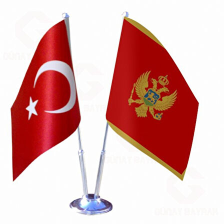 Karadağ ve Türkiye İkili Masa Bayrağı Seti