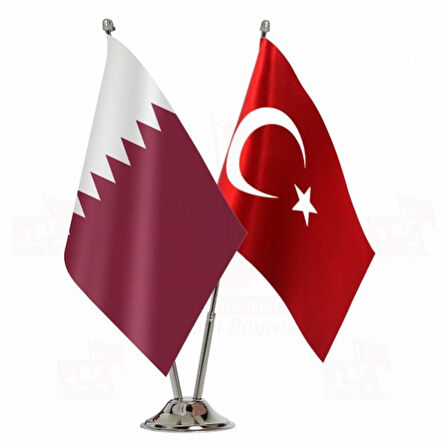Katar ve Türkiye İkili Masa Bayrağı Seti