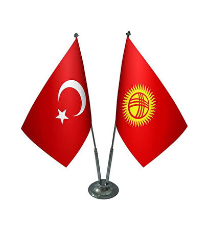 Kırgızistan ve Türkiye İkili Masa Bayrağı Seti
