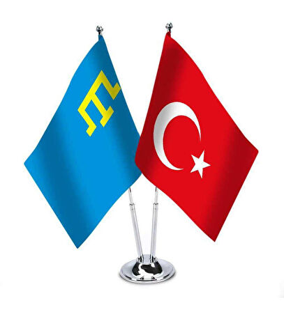 Kırım ve Türkiye İkili Masa Bayrağı Seti