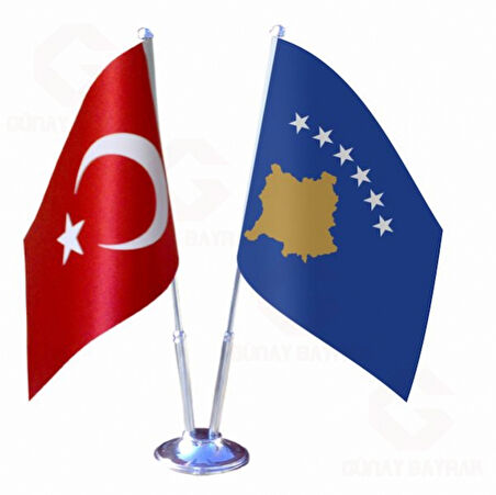 Kosova ve Türkiye İkili Masa Bayrağı Seti