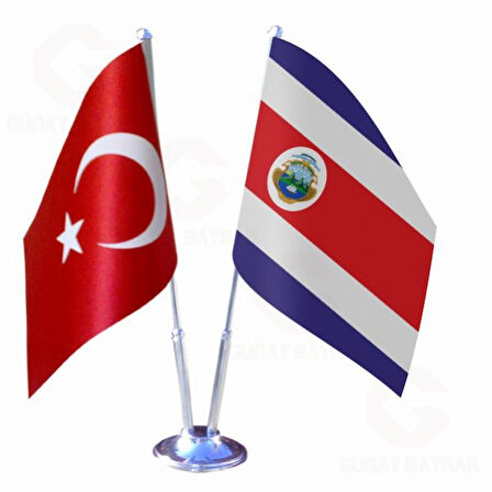 Kostarika (costarica) ve Türkiye İkili Masa Bayrağı Seti