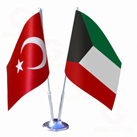 Kuveyt ve Türkiye İkili Masa Bayrağı Seti