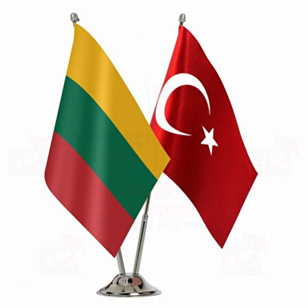 Litvanya ve Türkiye İkili Masa Bayrağı Seti