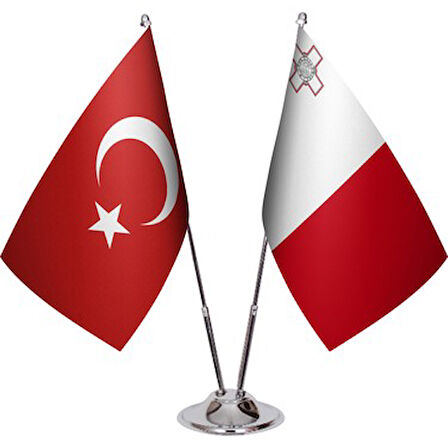 Malta ve Türkiye İkili Masa Bayrağı Seti