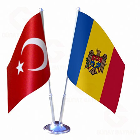 Moldova ve Türkiye İkili Masa Bayrağı Seti