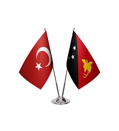 Papua Yeni Gine ve Türkiye İkili Masa Bayrağı Seti