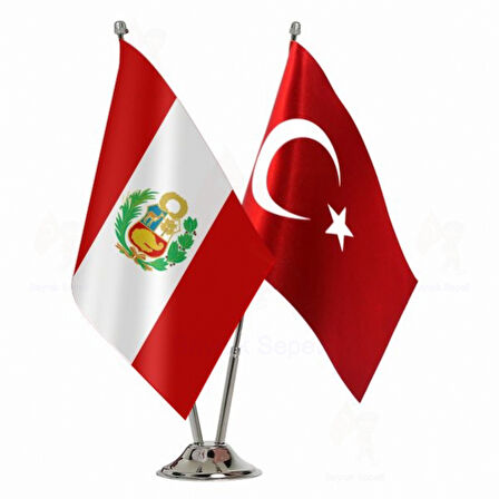 Peru ve Türkiye İkili Masa Bayrağı Seti