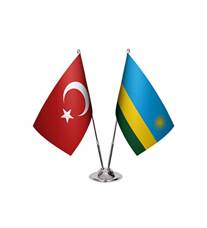 Rwanda ve Türkiye İkili Masa Bayrağı Seti
