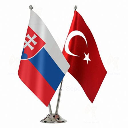 Slovakya ve Türkiye İkili Masa Bayrağı Seti