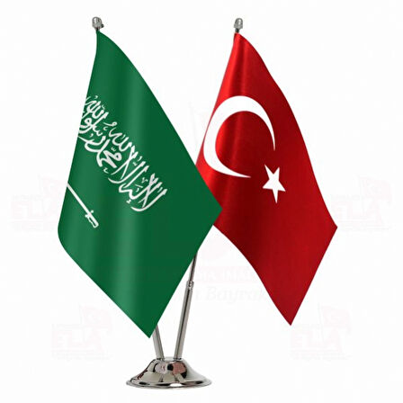 Suudi Arabistan ve Türkiye İkili Masa Bayrağı Seti