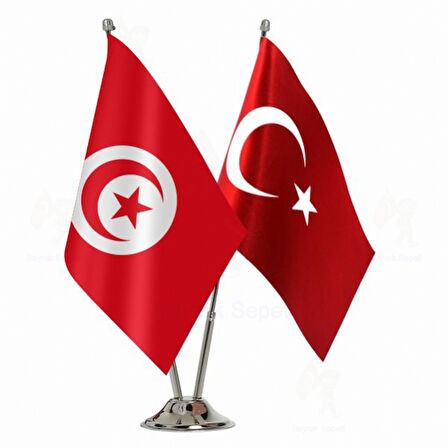 Tunus ve Türkiye İkili Masa Bayrağı Seti