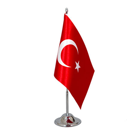 Türk Masa Bayrağı 15x22.5 cm direkli Tekli 