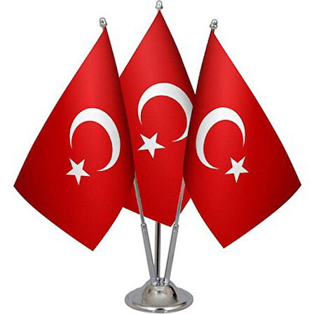 Türk Masa Bayrağı 15x22.5 cm Direkli Üçlü 