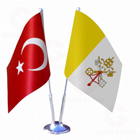Vatikan ve Türkiye Masa Bayrağı 
