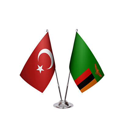 Zambiya ve Türkiye İkili Masa Bayrağı Seti