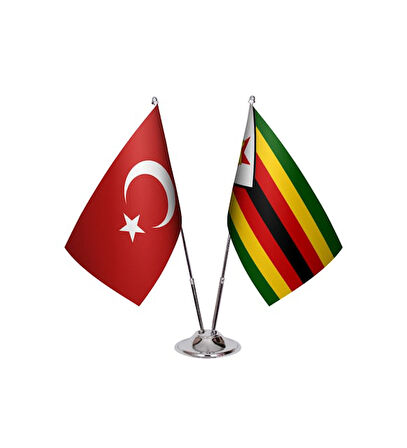 Zimbabve ve Türkiye İkili Masa Bayrağı Seti
