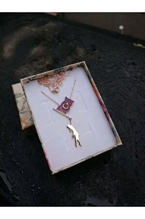 Modahilye 925 Ayar Gümüş Ayyıldız Rozegold Kolye