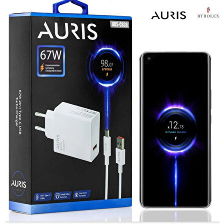 EV TİPİ 67W USB/TYPE-C SALİSE ÖLÇERLİ SÜPER SONİC HIZLI ŞARJ CİHAZI TAKIMI