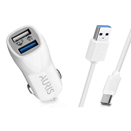 ARAÇ İÇİ 3.4A 2in1 (ÇİFT USB) USB/TYPE-C KABLOLU HIZLI OTO ŞARJ CİHAZI TAKIMI