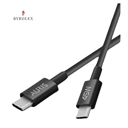 ARAÇ İÇİ METAL BAŞLIKLI 45W USB-C/TYPE-C GİRİŞLİ VE  KABLOLU SÜPER HIZLI OTO ŞARJ CİHAZI TAKIMI