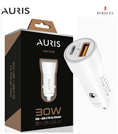 ARAÇ İÇİ 30W USB-C + USB GİRİŞLİ HIZLI OTO ŞARJ BAŞLIĞI